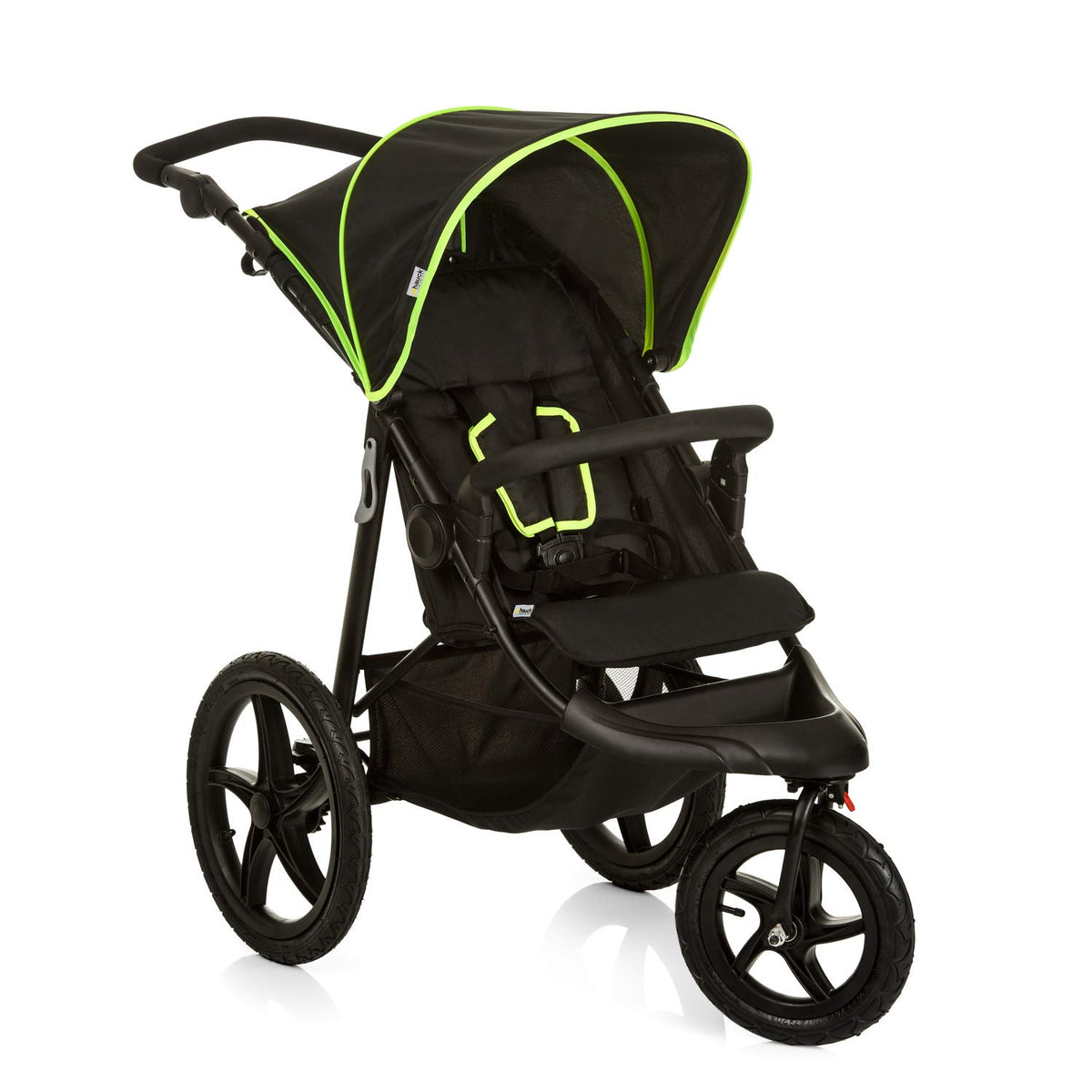 hauck Kinderwagen Runner 2, Dreirad Buggy mit XL Lufträder für Kinder bis 22 kg, UV-Schutz 50+, Belüftungsfenster, Höhenverstellbar, Faltbar, XL Korb bis 3 kg, Liegefunktion (Black)