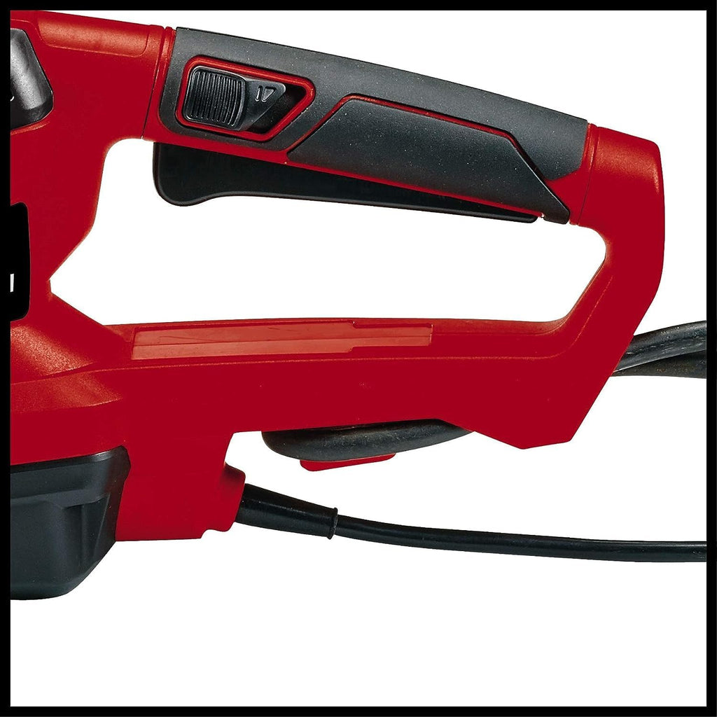 Einhell Elektro-Heckenschere GE-EH 7067 (700 W, Messer aus  geschnittenem u. diamantgeschliffenem Stahl, Metallgetriebe, Stoschutz, inkl. Kcher)