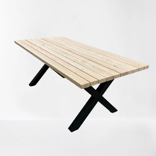 Serie Andy | Gartentisch- Eiche - inkl. Tischbein X-Form - versch. Gren