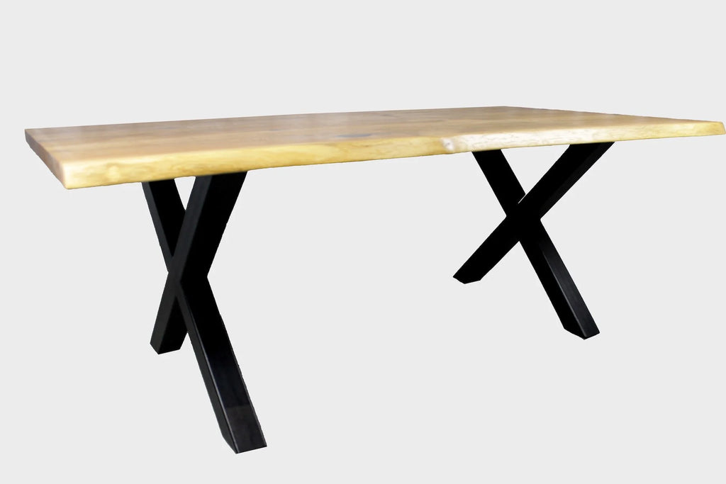 Serie MAXIM | Baumkantentisch - Eiche - inkl. Tischbein X-Form - versch. Gren und Farben | Lnge: 160 - 300 cm | Breite: 90 -100 cm
