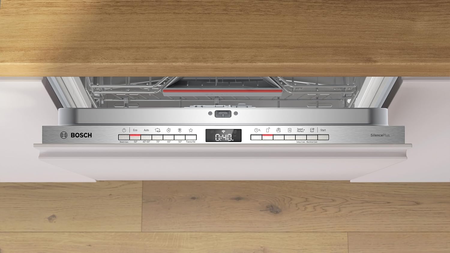 Bosch SMU4ECS28E, Serie 4, Smarter Unterbau-Geschirrspüler 60 cm, Besteckschublade, Spülmaschine Made in Germany, besonders Leise, Extra Trocknen, schneller sauberes Geschirr, Ferndiagnose, Edelstahl