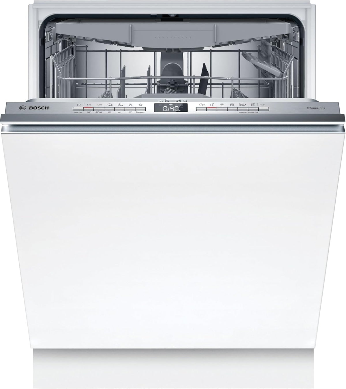 Bosch SMU4ECS28E, Serie 4, Smarter Unterbau-Geschirrspüler 60 cm, Besteckschublade, Spülmaschine Made in Germany, besonders Leise, Extra Trocknen, schneller sauberes Geschirr, Ferndiagnose, Edelstahl