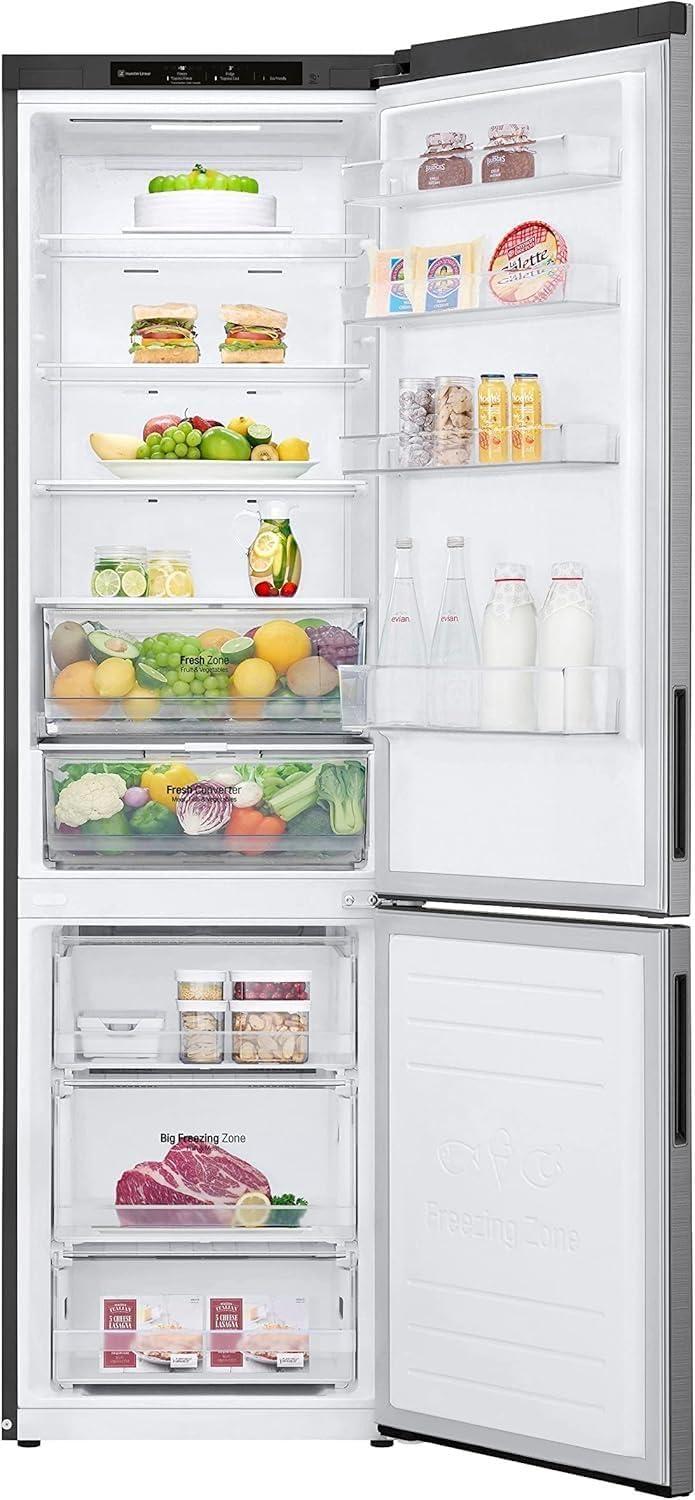 LG GBV22NCCEP Kühl-/Gefrierkombination – Smart Inverter Compressor, Total No Frost, Modern Flat Door Design, Matt Schwarz Metallic, Energieeffizienz A