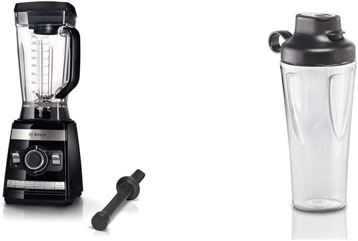 Bosch Standmixer VitaBoost MMBH6P6BDE, 6-Klingen-Edelstahlmesser, 2,5l Tritan-Mixbehälter, Stopfer, 6 Automatikprogramme, Rezeptbuch, BPA-frei, einfache Reinigung, 45,000 U/min, 1600 W, schwarz