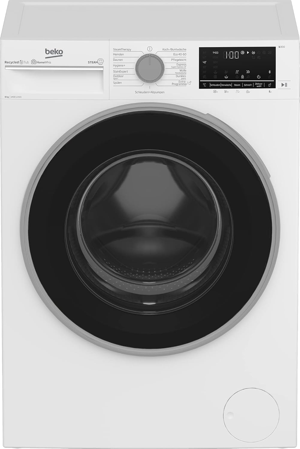 Beko B5T4824IF bPRO 500 Wäschetrockner, 8 kg, Frontlader Wärmepumpentrockner, allergikergeeignet, 15 Programme, Dampffunktion, Knitterschutz, Silent-Programm, AquaWave Schontrommel, Weiß