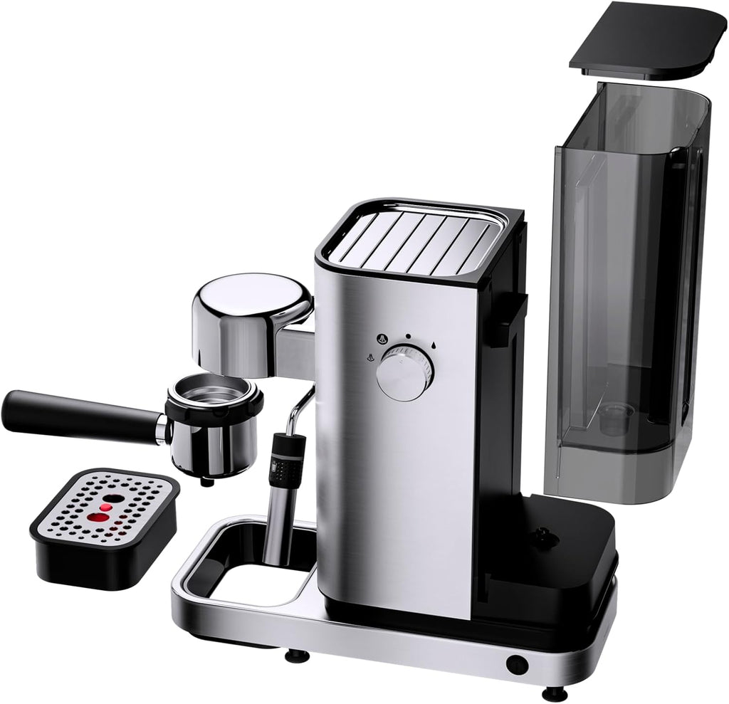 WMF Lumero Espressomaschine Siebträger 1400 Watt, Siebträgermaschine, 3 Einsätzen, für 1-2 Tassen Espresso, auch für Pads, 15 bar, Tassenabstellfläche, Milchaufschäumdüse, edelstahl matt