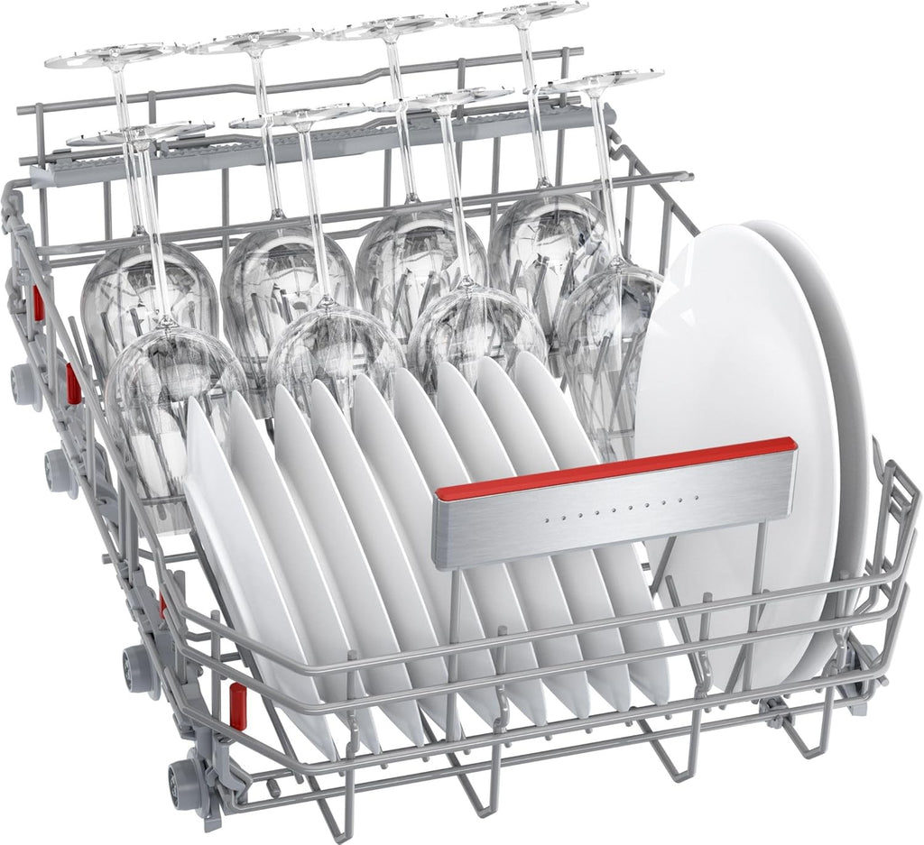 Bosch SPV2IKX10E Serie 2 Smarter Geschirrspüler vollintegriert, 45 cm breit, Besteckkorb, Extra Trocknen auf Knopfdruck, InfoLight roter Lichtpunkt am Boden, AquaStop Schutz gegen Wasserschäden, Weiß