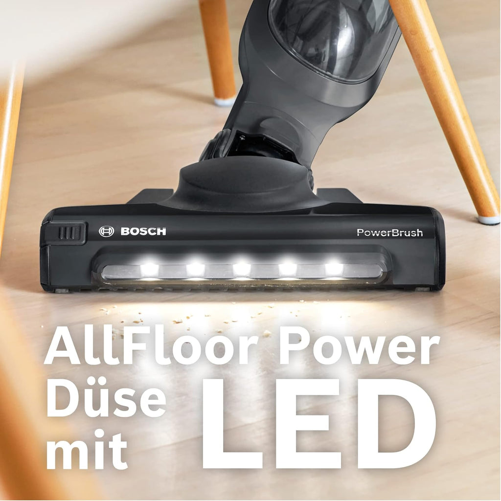 Bosch Akku-Staubsauger Flexxo 2in1 Serie 4 BBH32101, kabelloser Handstaubsauger, beutellos, hohe Saugleistung, Lange Laufzeit, Kurze Ladezeit, Fugendüse, alle Bodenarten, schwarz