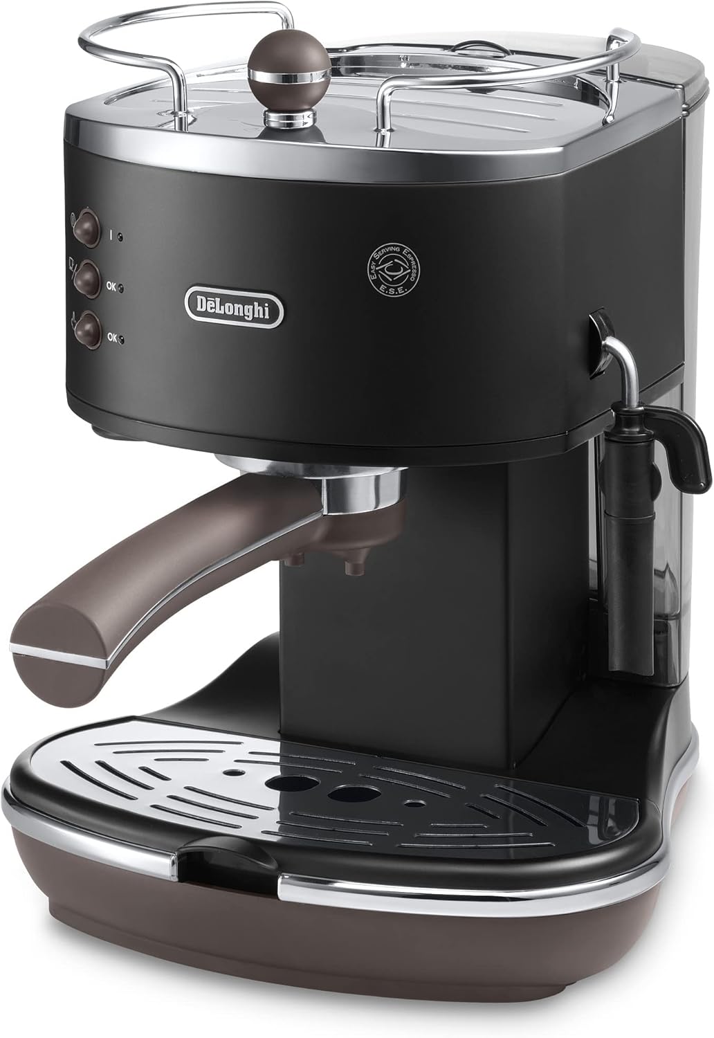 De'Longhi Icona Vintage ECOV 311.GR – Espresso Siebträgermaschine im RetroLook, Espressomaschine mit manuellem Milchaufschäumer, für Kaffeepulver oder ESE Pads, 1,4 l Wassertank, grün
