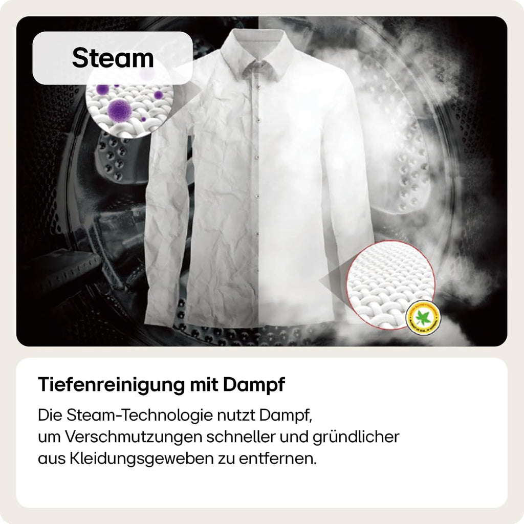 LG F4WV7080, Klasse A, Frontlader-Waschmaschine 8 kg, 1400 U/Min, AI Direct Drive, Wi-Fi, Tiefenreinigung mit Dampf, Groe Kapazitt, TRIPLE A, Auentür aus Sicherheitsglas, 62 x 60 x 85 cm Wei