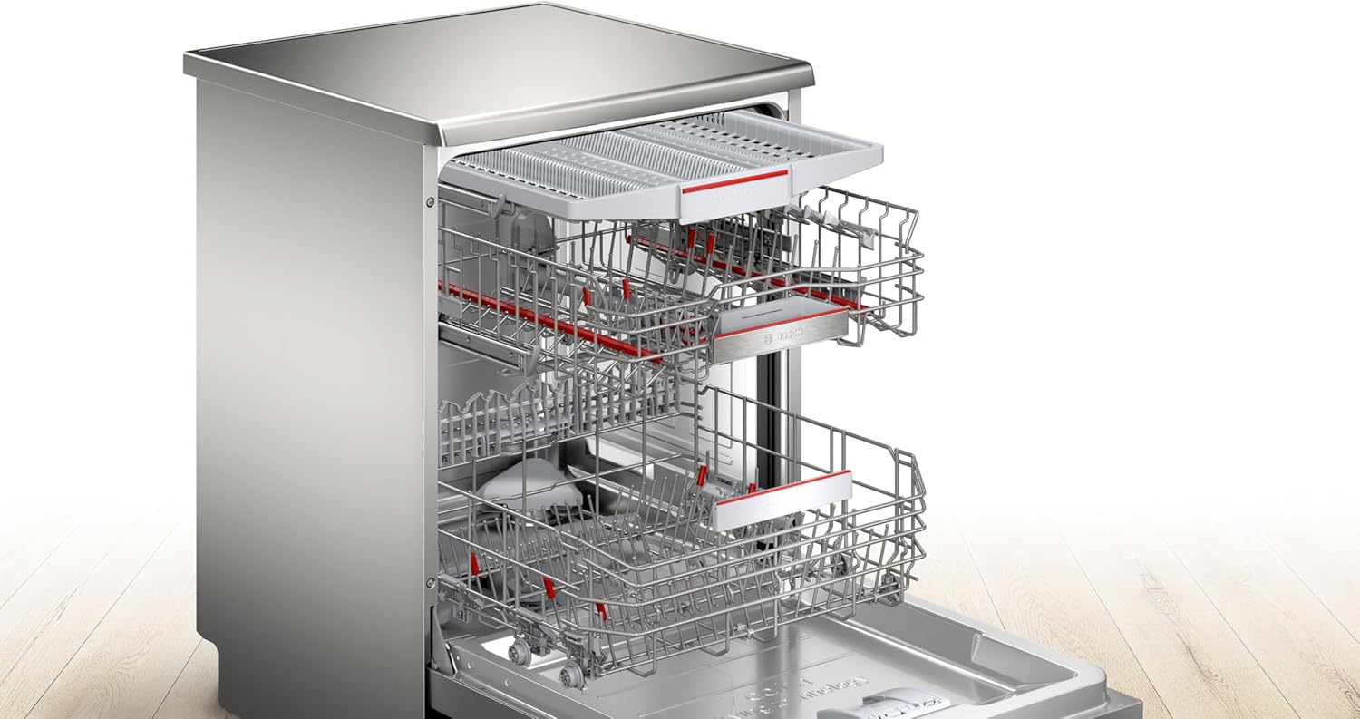 Bosch SMV4ETX08E, Serie 4, Smarter Geschirrspüler Vollintegriert 60 cm, Besteckkorb, Spülmaschine mit Programmassistent, besonders Leise, Rackmatic, Automatische Türöffnung, InfoLight, AquaStop