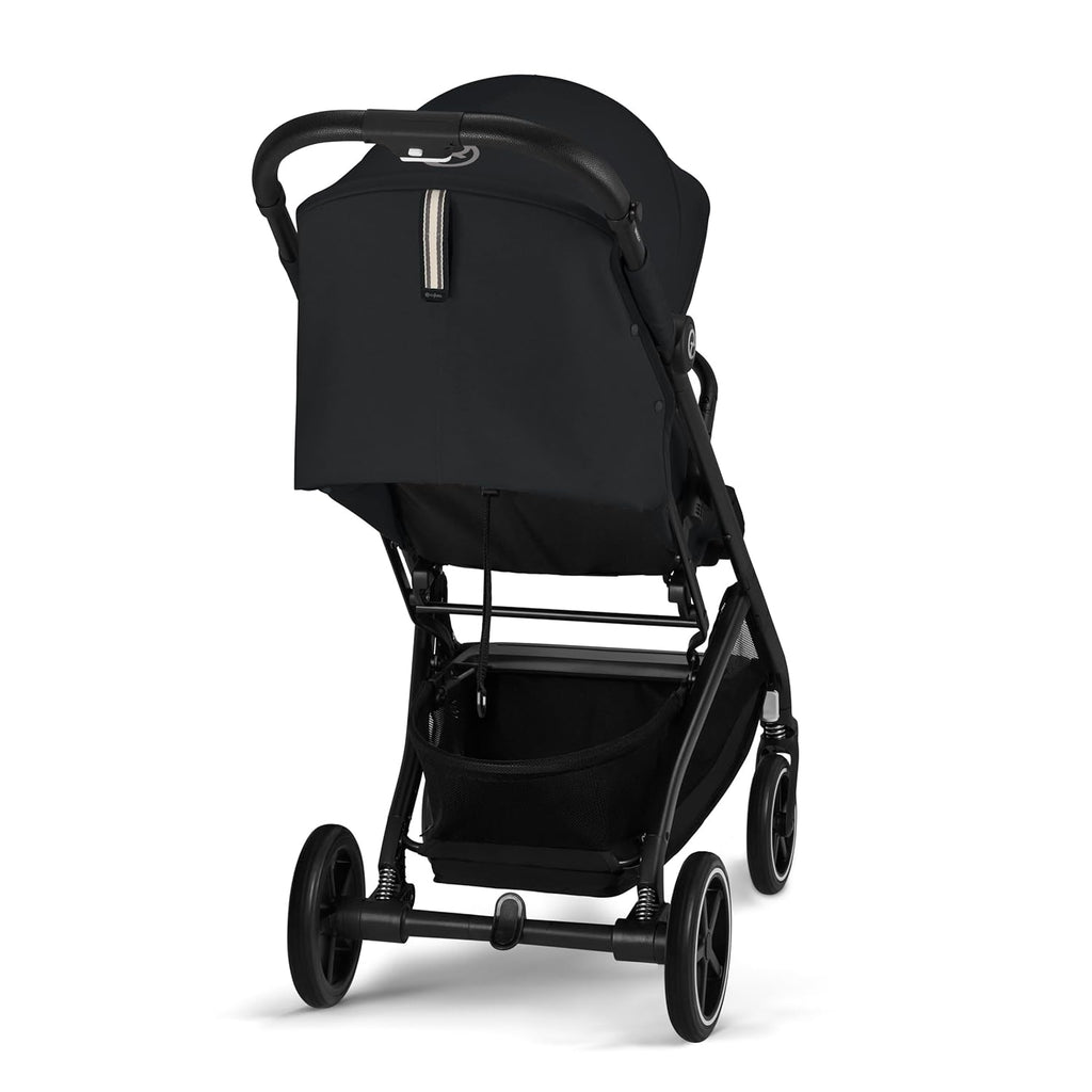 Cybex Gold Kinderwagen Beezy mit One-Pull Harness, Ab Geburt bis ca. 4 Jahre (max. 22 kg), Kompakt und ergonomisch, Magic Black (Schwarz mit schwarzem Rahmen)
