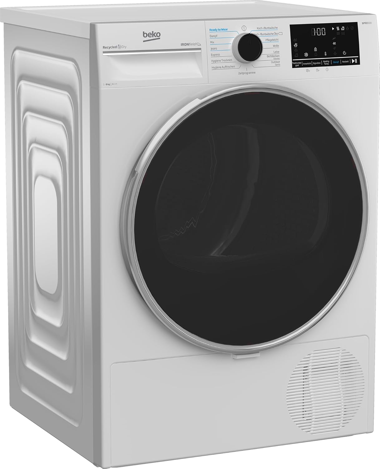 Beko B5T4824IF bPRO 500 Wäschetrockner, 8 kg, Frontlader Wärmepumpentrockner, allergikergeeignet, 15 Programme, Dampffunktion, Knitterschutz, Silent-Programm, AquaWave Schontrommel, Weiß
