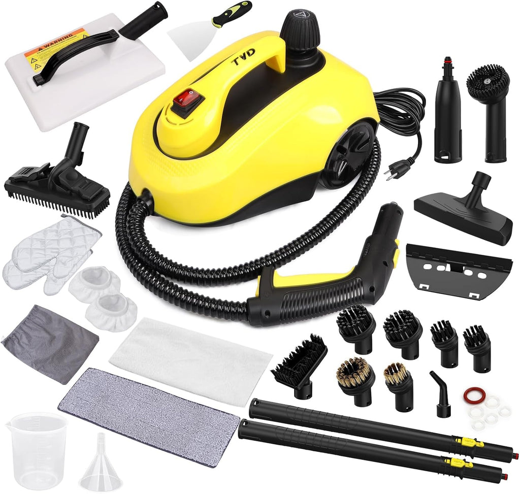TVD Dampfreiniger,Mehrzweck-Dampfreiniger Handgert,Dampfreiniger für alles mit 28-Zubehrteilen,Entfernen von Tapeten,Boden,Teppich,Sofa,Polstermbel,Auto,Fliesen,Polster,Bad- 1.5L Steam Cleaner