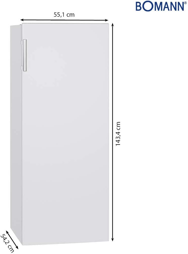 Bomann® freistehender Vollraumkühlschrank | Standkühlschrank groß 242 Liter | inkl. LED-Beleuchtung | ideal für Getränke und Lebensmittel | Türanschlag wechselbar | VS 7316.1 weiß