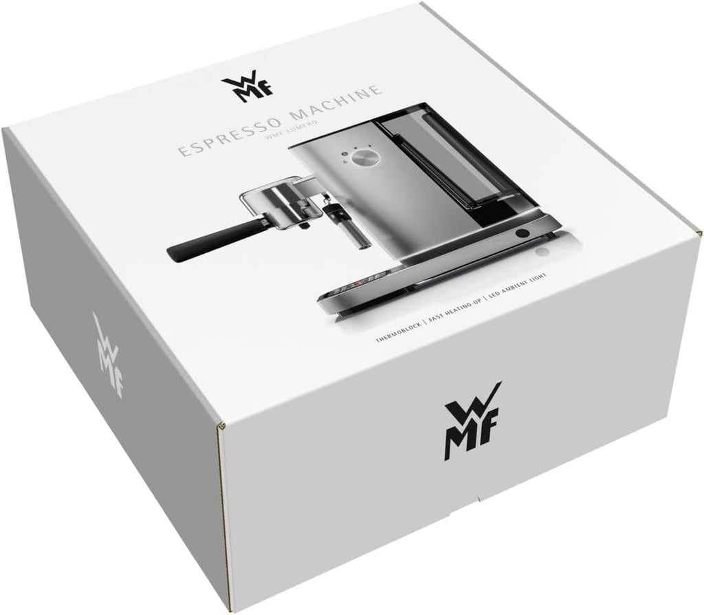 WMF Lumero Espressomaschine Siebträger 1400 Watt, Siebträgermaschine, 3 Einsätzen, für 1-2 Tassen Espresso, auch für Pads, 15 bar, Tassenabstellfläche, Milchaufschäumdüse, edelstahl matt