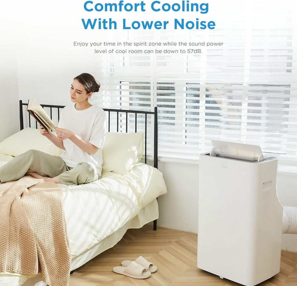 Midea Mobiles Klimagerät Silent Cool 26 Pro WF, 9000 BTU 2,6kW, Kühlen&Ventilieren&Entfeuchten, Raumgröße bis 88m³(33㎡), APP-Steuerung/Alexa/Google Home/IFTTT, Mobile Klimaanlage mit Abluftschlauch