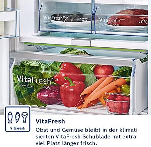 Bosch KGN36NWEA Serie 2 Kühl-Gefrier-Kombination, 186 x 60 cm, 215 L Kühlen & 87 L Gefrieren, NoFrost nie wieder abtauen, LED-Beleuchtung gleichmäßige Ausleuchtung