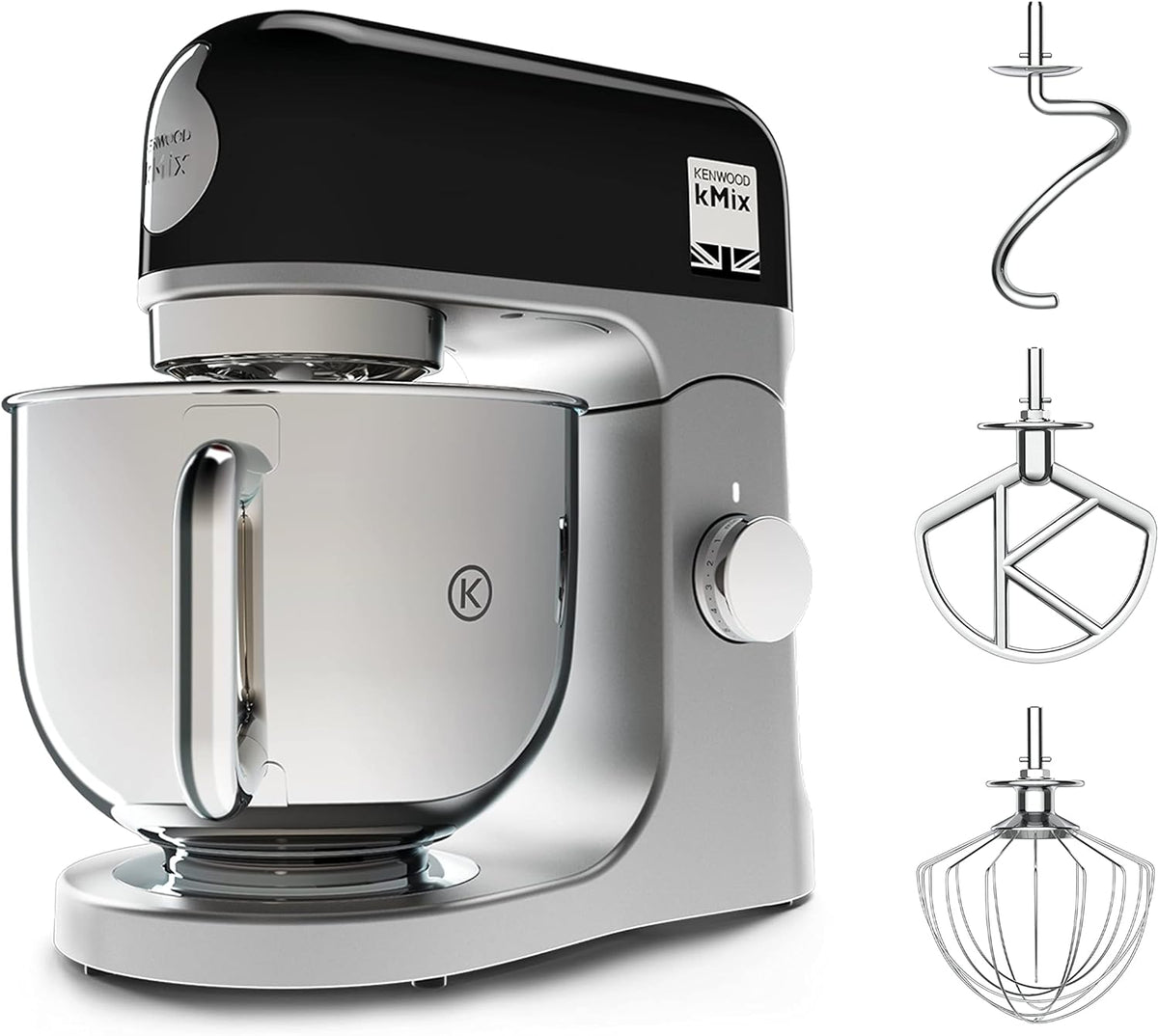 Kenwood kMix KMX750RD Küchenmaschine, 5 l Edelstahl Schüssel, Safe-Use-Sicherheitssystem, Metallgehuse, 1000 Watt, inkl. 3-Teiligem Patisserie-Set und Spritzschutz, Rot