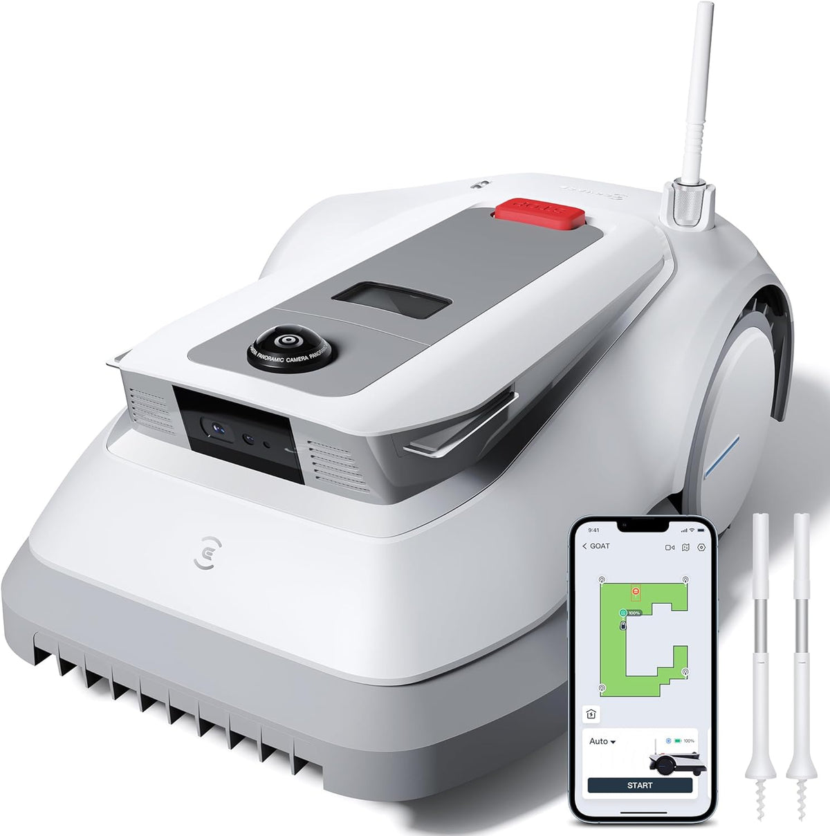 ECOVACS GOAT G1-800 Mhroboter ohne Begrenzungskabel 800㎡, Rasenmher Roboter mit TrueMapping-Multifusionslokalisierung,   Hindernisvermeidung, 16-Zonen-Management, 45% Steigung, Videomanager