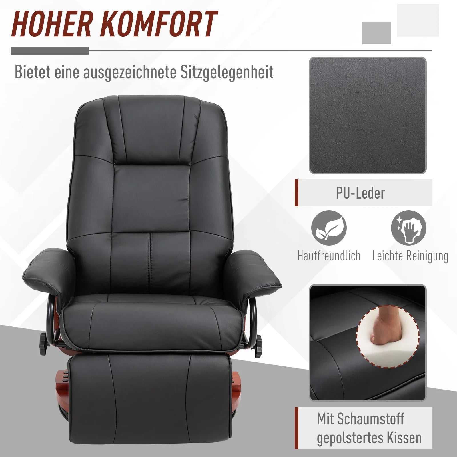 HOMCOM Relaxsessel Fernsehsessel 145° verstellbar drehbar