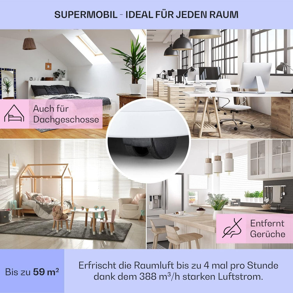 Klarstein Mobile Klimaanlage mit Abluftschlauch, 5-in-1 Klimagerät, Ventilator, Luftentfeuchter, Luftreiniger & Nachtmodus, App-Steuerung, Kleine & Portable für Wohnung & Büro, 12000 BTU