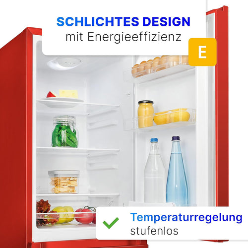 Bomann Fridge-Freezer KG 320.2, 143 cm High, Fridge-Freezer with 175 Litre Capacity, 3 Shelves and 3 Drawers, Door Stop Replaceable, Quiet Fridge-Freezer 39 dB, Black