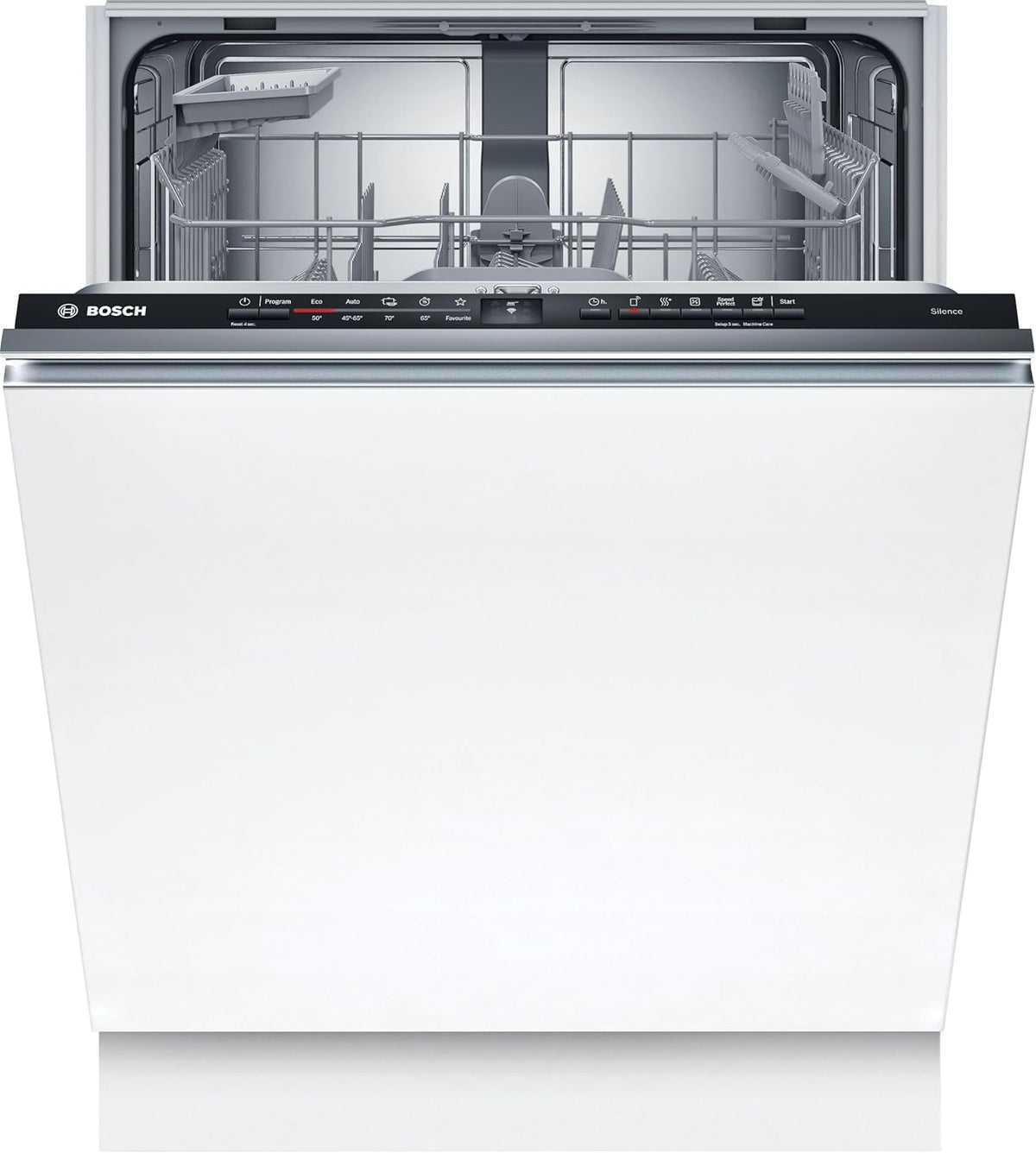 Bosch SMV4ETX08E, Serie 4, Smarter Geschirrspüler Vollintegriert 60 cm, Besteckkorb, Spülmaschine mit Programmassistent, besonders Leise, Rackmatic, Automatische Türöffnung, InfoLight, AquaStop