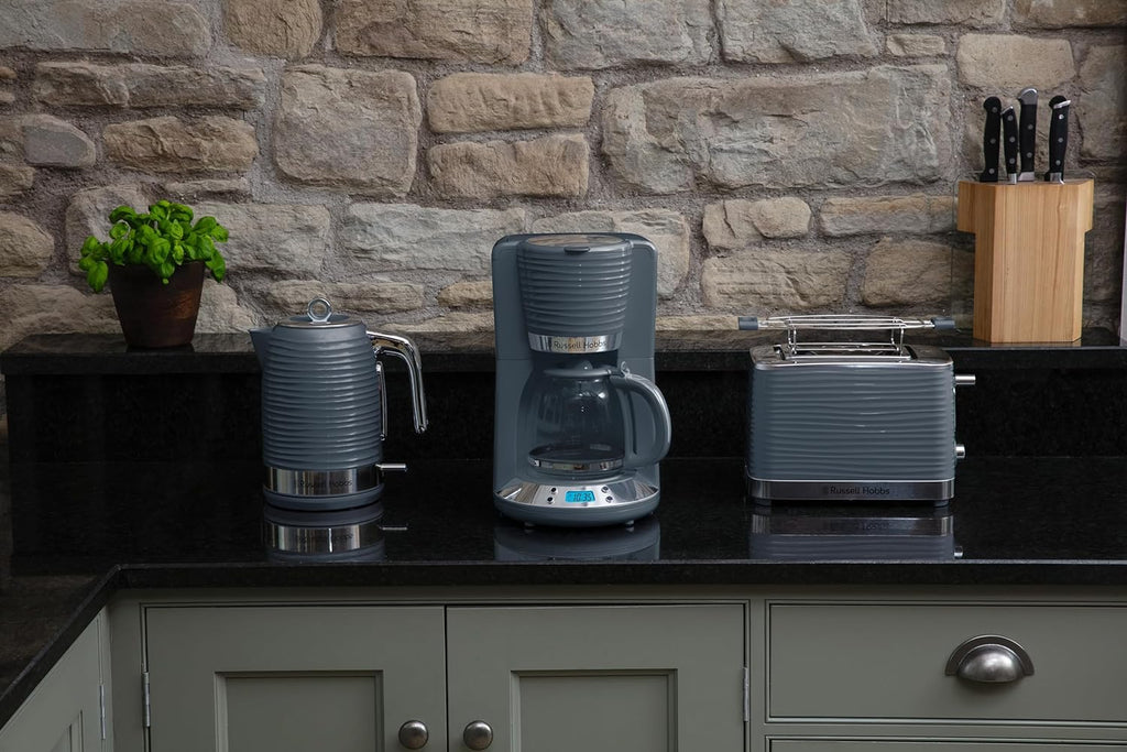 Russell Hobbs Inspire Grey Frühstückset Toaster, Wasserkocher und Kaffeemaschine