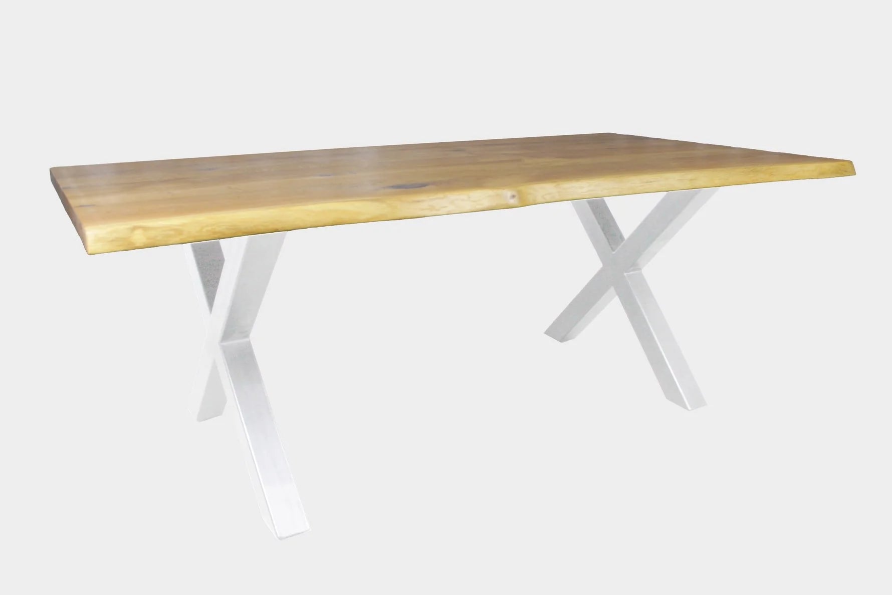 Serie MAXIM | Baumkantentisch - Eiche - inkl. Tischbein X-Form - versch. Gren und Farben | Lnge: 160 - 300 cm | Breite: 90 -100 cm