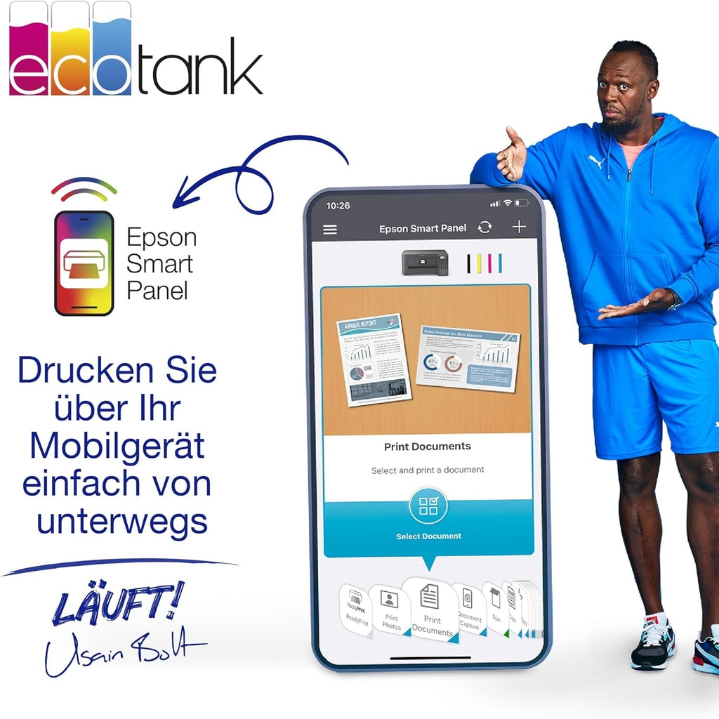 Epson EcoTank ET-2870 A4-Multifunktions-Wi-Fi-Tintentankdrucker, mit einem im Lieferumfang enthaltenen Vorrat an Tinten bis zu 3 Jahren