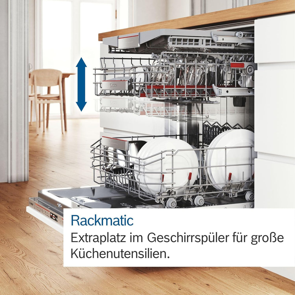 Bosch SMU4ECS28E, Serie 4, Smarter Unterbau-Geschirrspüler 60 cm, Besteckschublade, Spülmaschine Made in Germany, besonders Leise, Extra Trocknen, schneller sauberes Geschirr, Ferndiagnose, Edelstahl