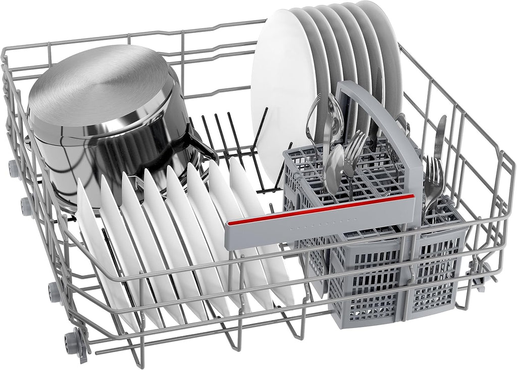 Bosch SMU4ECS28E, Serie 4, Smarter Unterbau-Geschirrspüler 60 cm, Besteckschublade, Spülmaschine Made in Germany, besonders Leise, Extra Trocknen, schneller sauberes Geschirr, Ferndiagnose, Edelstahl