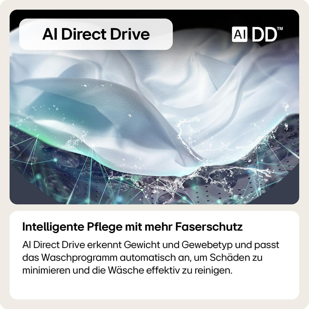 LG F4WV7080, Klasse A, Frontlader-Waschmaschine 8 kg, 1400 U/Min, AI Direct Drive, Wi-Fi, Tiefenreinigung mit Dampf, Groe Kapazitt, TRIPLE A, Auentür aus Sicherheitsglas, 62 x 60 x 85 cm Wei
