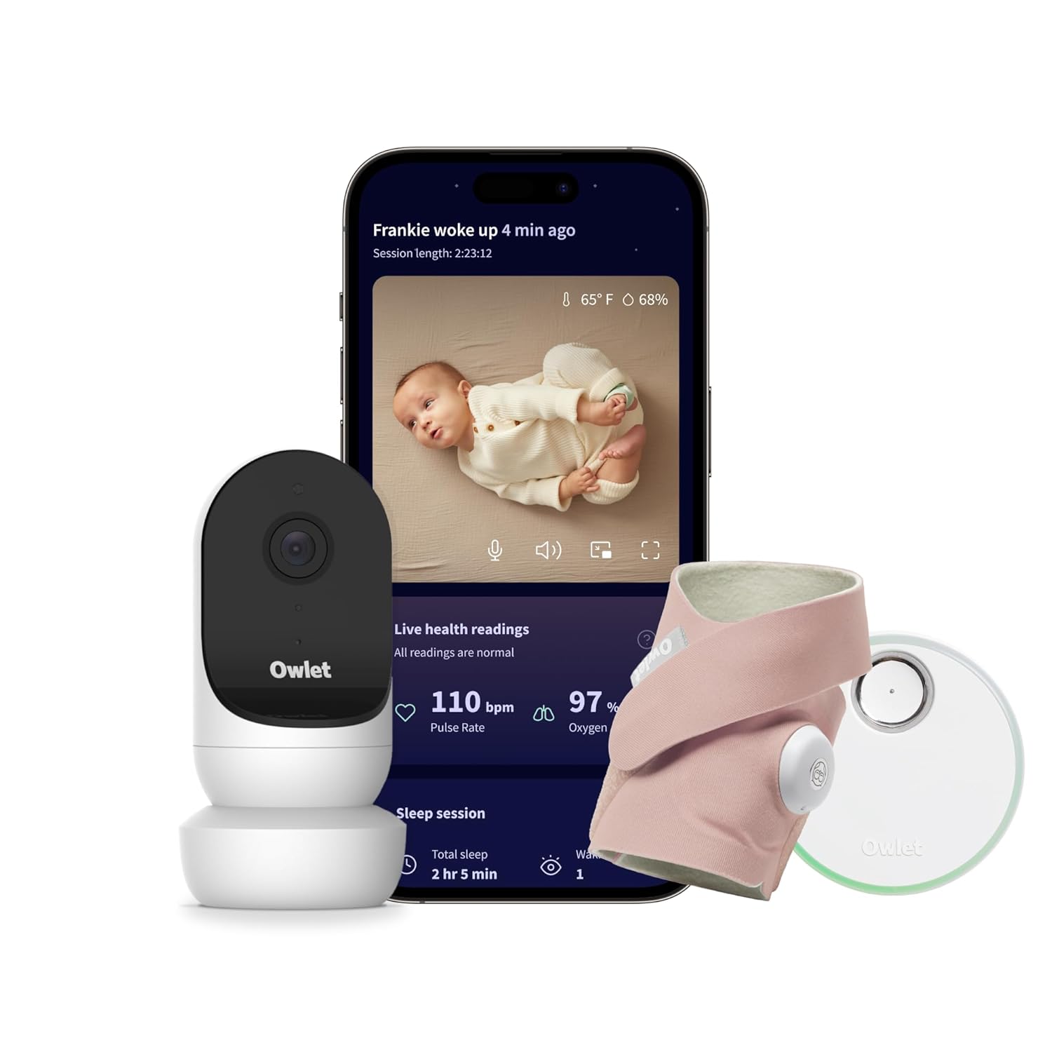 Owlet Dream Sock – Pulsoximeter, Liveübertragung von Herzfrequenz, Sauerstoffsättigung & Schlafverhalten bei Säuglingen & Babys
