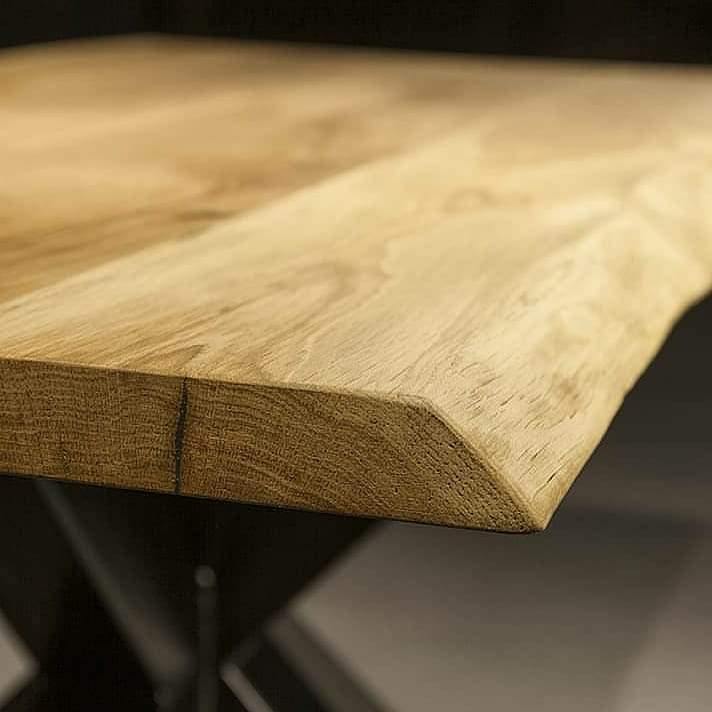 Serie MAXIM | Baumkantentisch - Eiche - inkl. Tischbein X-Form - versch. Gren und Farben | Lnge: 160 - 300 cm | Breite: 90 -100 cm