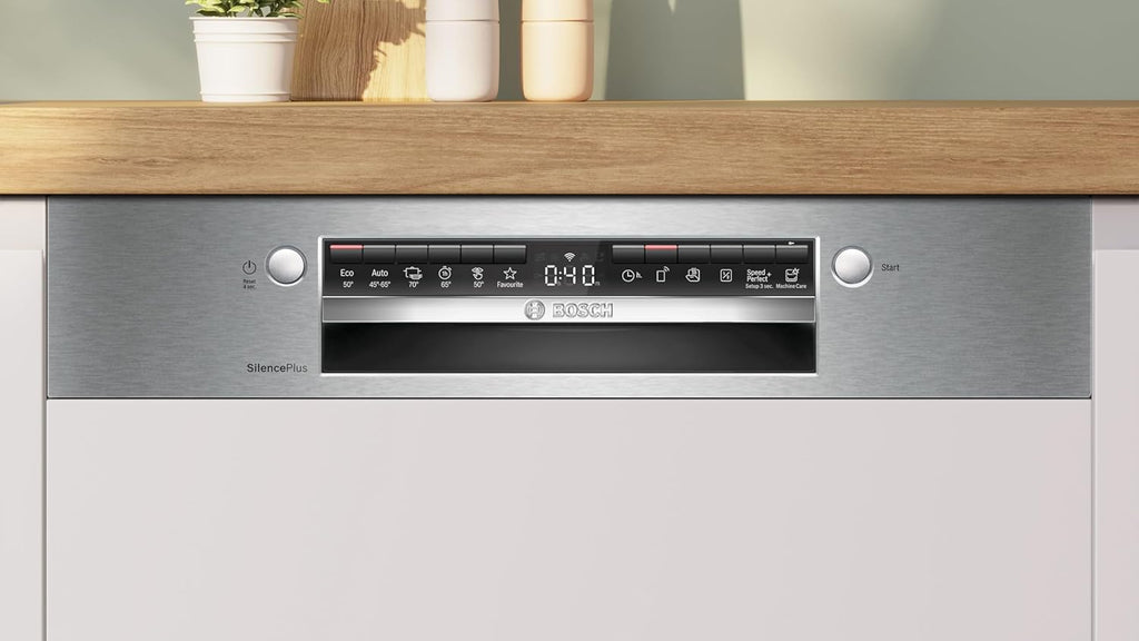 Bosch SMU4ECS28E, Serie 4, Smarter Unterbau-Geschirrspüler 60 cm, Besteckschublade, Spülmaschine Made in Germany, besonders Leise, Extra Trocknen, schneller sauberes Geschirr, Ferndiagnose, Edelstahl