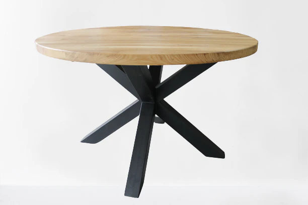 Serie UNA | Massivholztisch Rund - Eiche - inkl. Tischbein Matrix - versch. Gren und Farben | Durchmesser: 100 - 160 cm