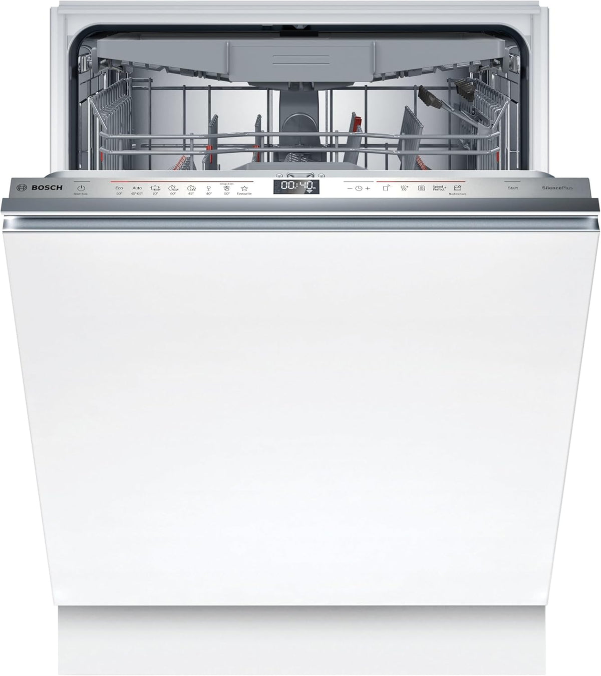 Bosch SMU4ETS08E, Serie 4, Smarter Unterbau-Geschirrspüler 60 cm, Besteckkorb, Spülmaschine mit Programmassistent, besonders Leise, höhenverstellbarer Oberkorb, Automatische Türöffnung, Edelstahl