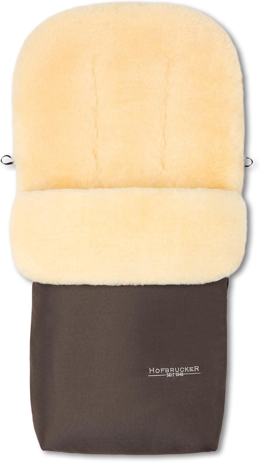 Hofbrucker Lammfell-Fußsack Putzi Kinderwagen, Buggy/Winterfußsack wind- & wasserabweisend/Warmer Fußsack Oberteil abnehmbar/echtes Lammfell/Made in Germany