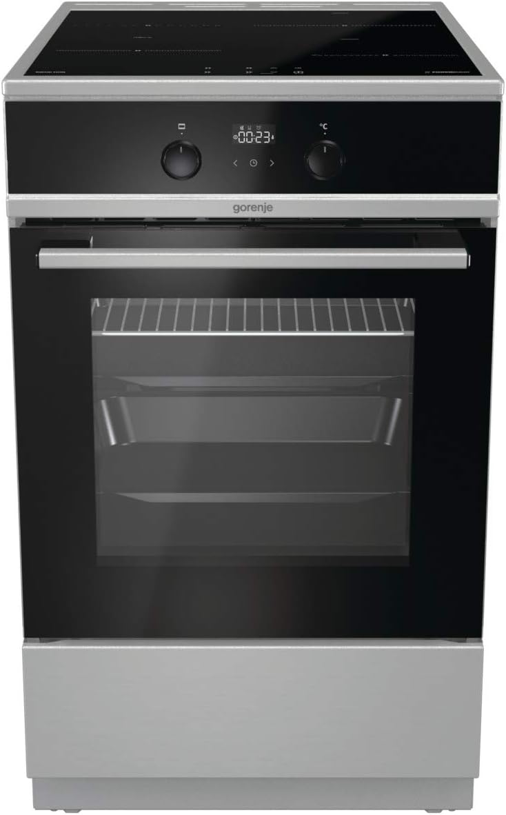 Gorenje GEIT5C61SPG Standherd mit Induktionskochfeld, 50 cm, 70 Liter,Silber, PerfectGrill, AirFry, FrozenBake, Pizza Mode 300°C, AquaClean, Made in Europe, inox