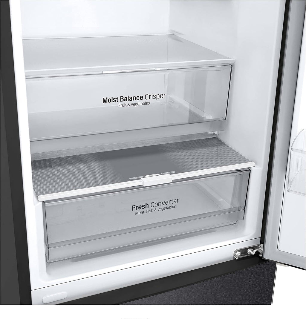 LG GBV22NCCEP Kühl-/Gefrierkombination – Smart Inverter Compressor, Total No Frost, Modern Flat Door Design, Matt Schwarz Metallic, Energieeffizienz A