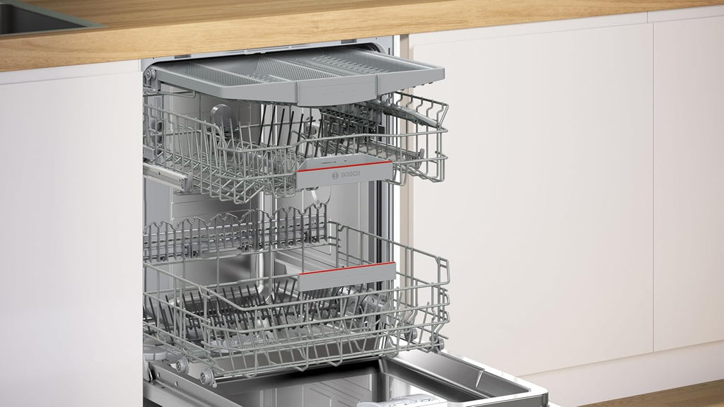 Bosch SMU4ECS28E, Serie 4, Smarter Unterbau-Geschirrspüler 60 cm, Besteckschublade, Spülmaschine Made in Germany, besonders Leise, Extra Trocknen, schneller sauberes Geschirr, Ferndiagnose, Edelstahl