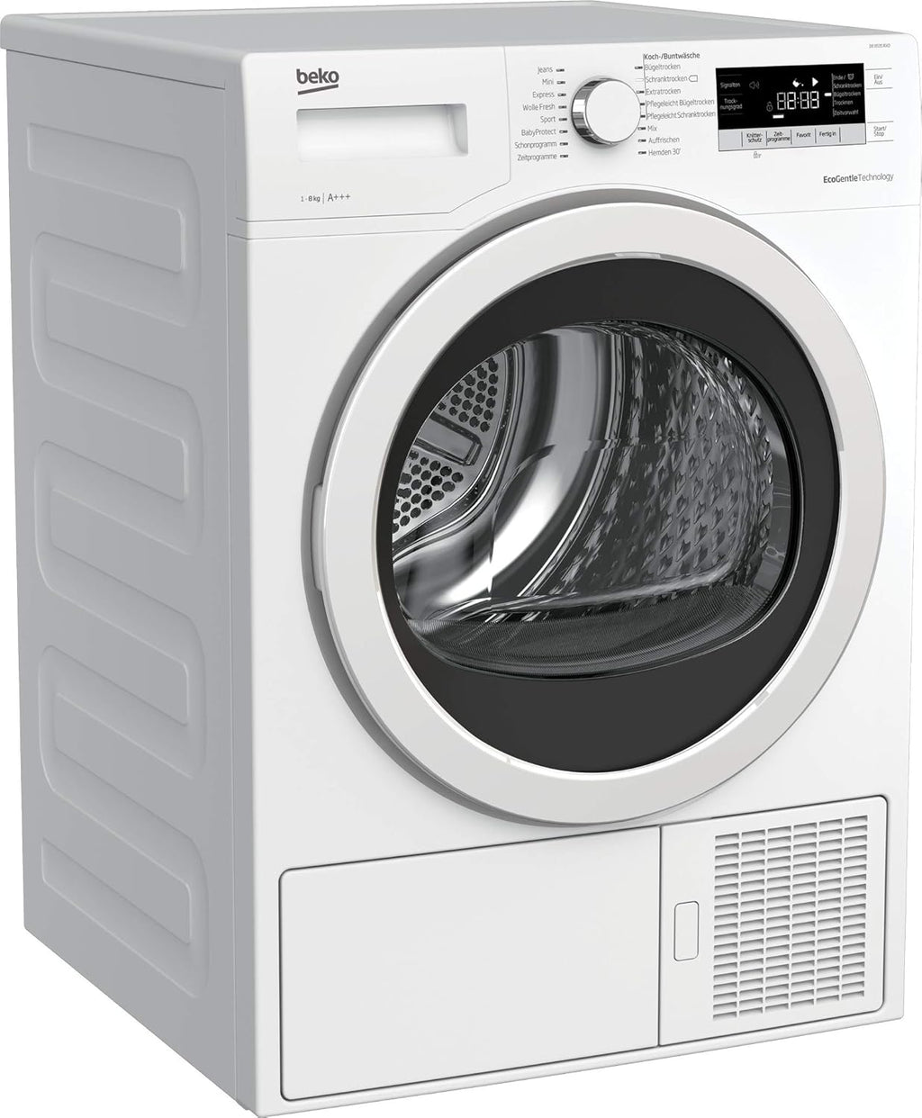 Beko B5T4824IF bPRO 500 Wäschetrockner, 8 kg, Frontlader Wärmepumpentrockner, allergikergeeignet, 15 Programme, Dampffunktion, Knitterschutz, Silent-Programm, AquaWave Schontrommel, Weiß