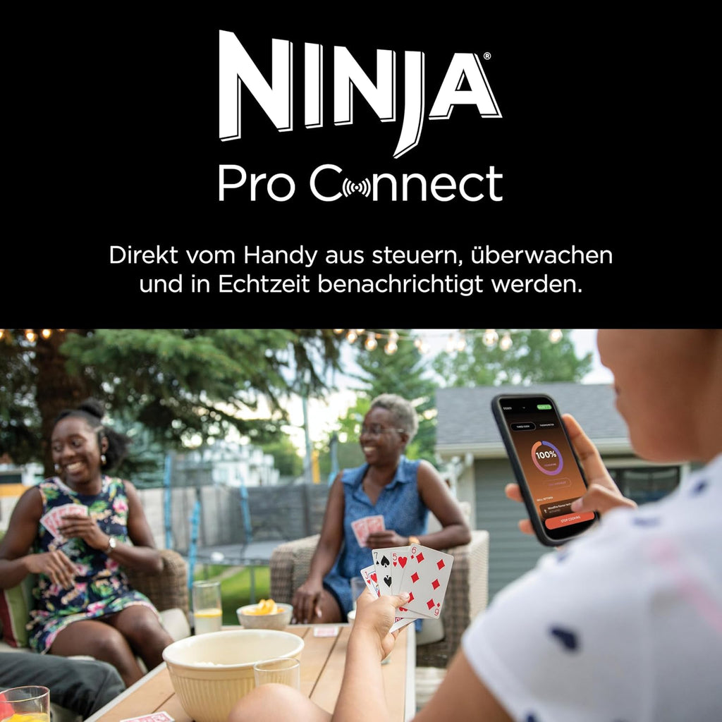Ninja Woodfire Electric BBQ Grill & Smoker & Air Fryer, 7-in-1 Outdoor BBQ Grill, Air Fry, Smoke, Roast, Bake and more, Weather Resistant, Non-Stick, Portable, Electric, Grey/Black OG701EU