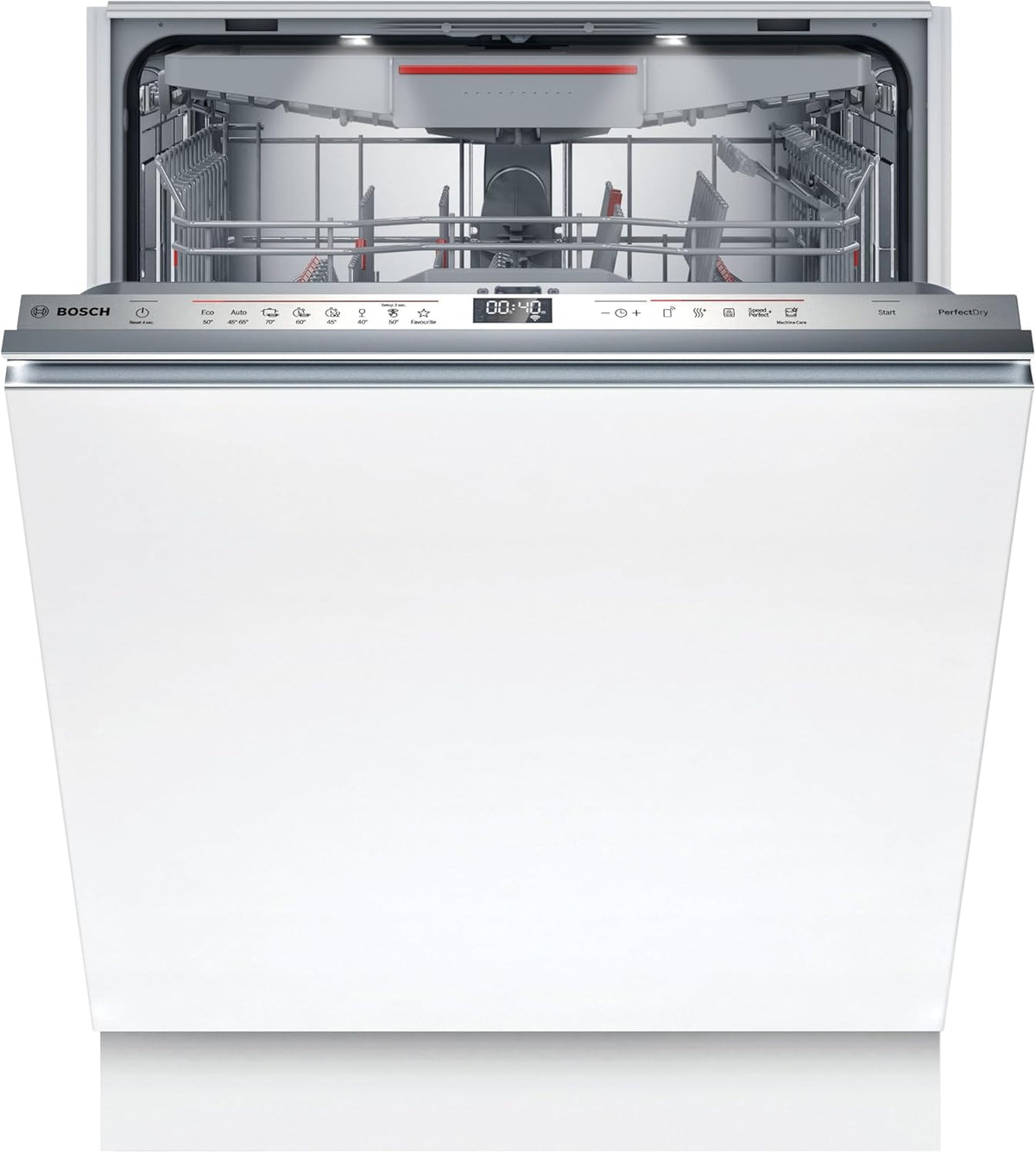 Bosch SMU4ETS08E, Serie 4, Smarter Unterbau-Geschirrspüler 60 cm, Besteckkorb, Spülmaschine mit Programmassistent, besonders Leise, höhenverstellbarer Oberkorb, Automatische Türöffnung, Edelstahl