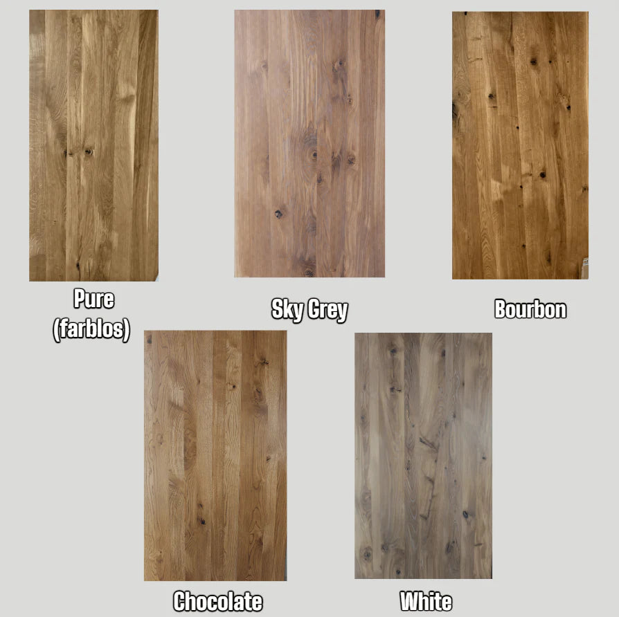 Serie MAXIM | Baumkantentisch - Eiche - inkl. Tischbein X-Form - versch. Gren und Farben | Lnge: 160 - 300 cm | Breite: 90 -100 cm