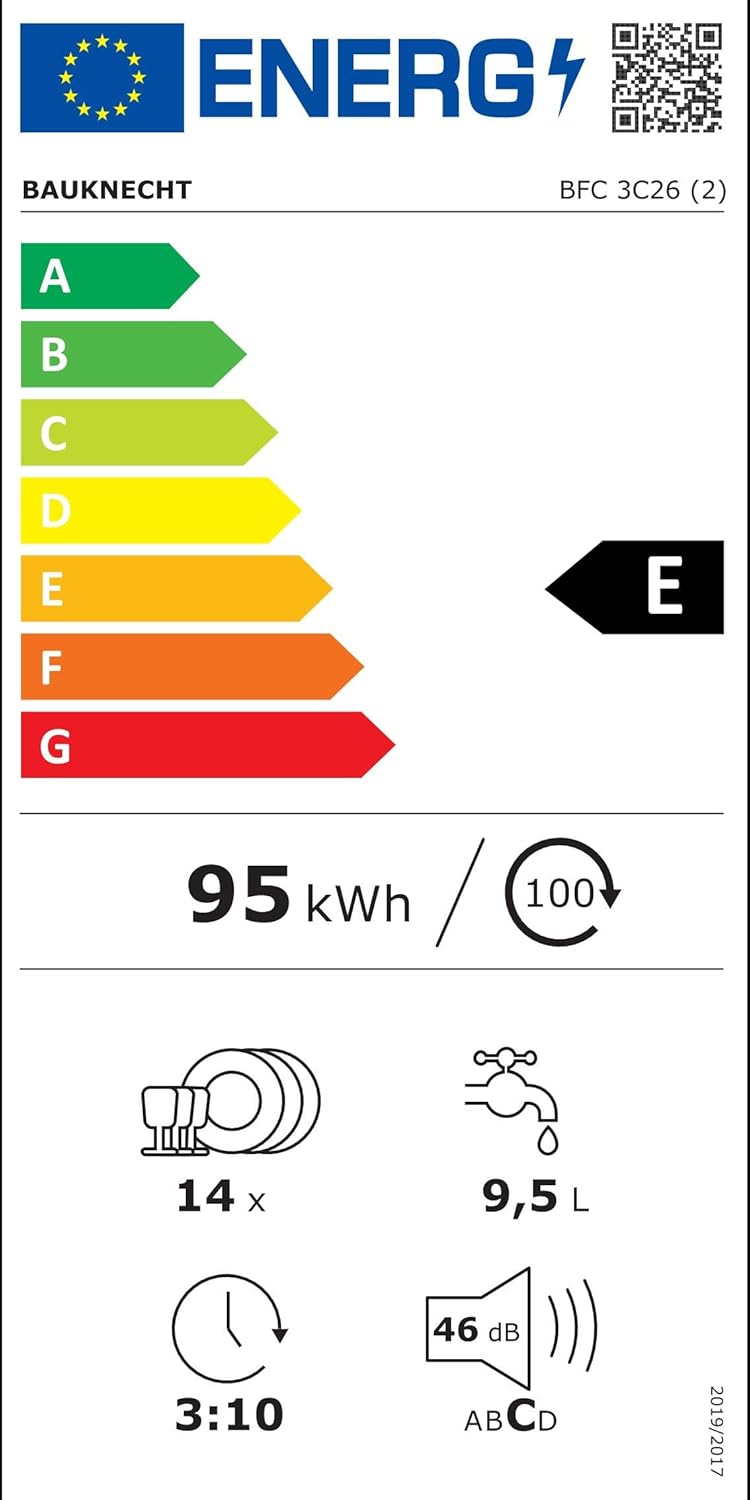Bauknecht B2F HD624 A Freistehender Geschirrspüler/ 60 CM/ 14 Maßgedecke/Hygieneprogramm/Vollwasserschutz/Startzeitvorwahl