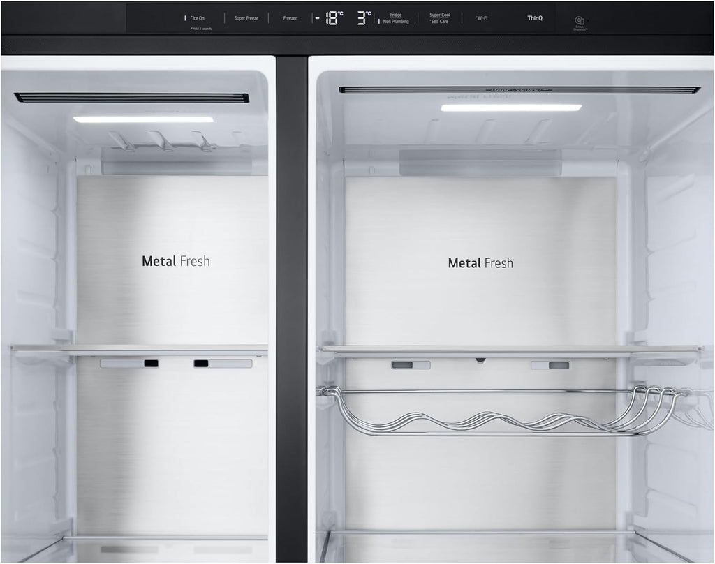 LG GSGV81PYLL Side by Side Kühlschrank, Klasse E, 635 L, Instaview, Kühlschrank mit Gefrierfach, Eis-, Crushed Ice- Wasserspender, Total NoFrost, Smart Inverter Kompressor, Wi-Fi