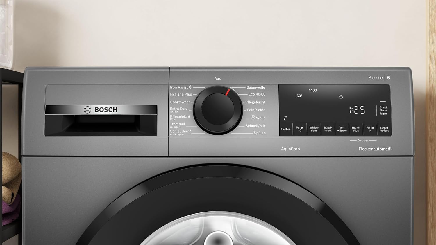 BOSCH WAN28127 Waschmaschine Serie 4, Frontlader mit 8kg Fassungsvermögen, 1400 UpM, Iron Assist, Active Water Plus, EcoSilence Drive, Speed Perfect, Weiß, 60cm